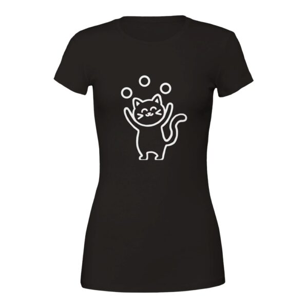 Cute juggling cat - 100% Cotton Premium Womens Crewneck T-shirt - Image 3