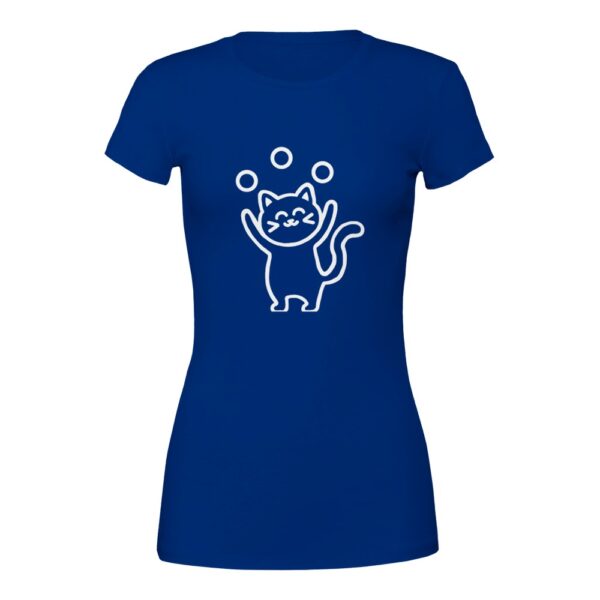 Cute juggling cat - 100% Cotton Premium Womens Crewneck T-shirt - Image 7