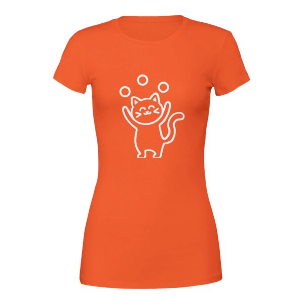 Cute juggling cat - 100% Cotton Premium Womens Crewneck T-shirt - Image 2