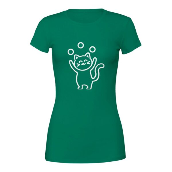 Cute juggling cat - 100% Cotton Premium Womens Crewneck T-shirt - Image 6