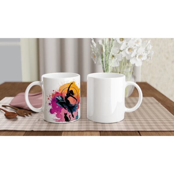 Hoop Dance and Cat Mug - White 11oz Ceramic Mug - Image 5